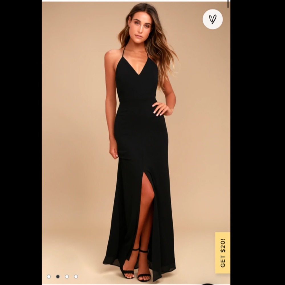 Lulu’s Lace Back Formal Maxi Dress with Slit